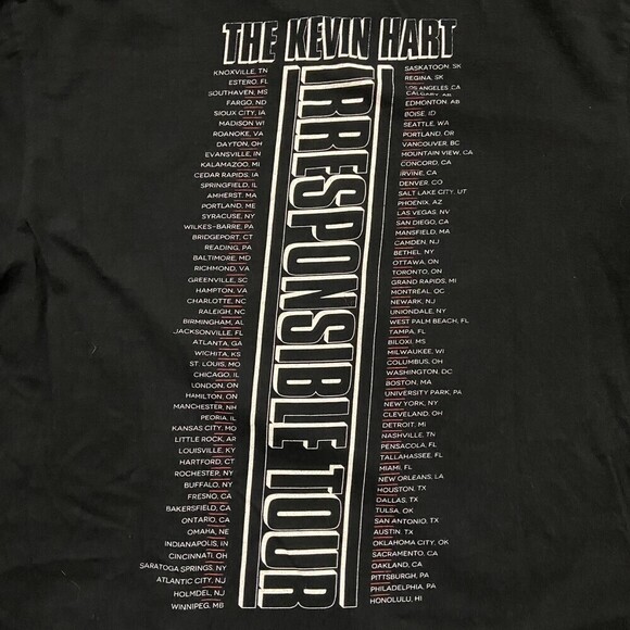 Kevin Hart Irresponsible Tour Comedy Black USA T-Shirt Cotton Size Medium - Picture 5 of 7